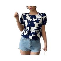 Camisa Pullover De Manga Curta Em Cores Contrastantes Para Mulheres Estilo De Férias