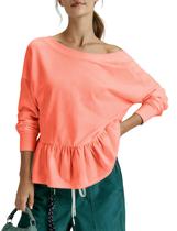 Camisa QIBABU Workout Open Back de manga comprida feminina laranja GG Camisa QIBABU Workout Open Back de manga comprida feminina laranja GG