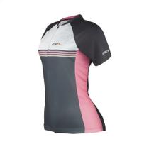 Camisa Race Ciclismo Feminina PP Rosa e Preto Bolsos Traseiro Corrida Treino Academia Musculação UV50+ Atrio VB036
