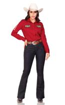 Camisa Radade Country Feminina Bordada Vermelha ML Ram Rodeo Ref: 004514 Camisa Radade Country Feminina Bordada Vermelha ML Ram Rodeo Ref: 004514