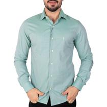 Camisa Ralph Lauren Slim Fit Algodão Monocromática Verde Camisa Ralph Lauren Slim Fit Algodão Monocromática Verde