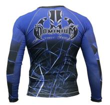 Camisa Rash Guard Compressao Jiu Jitsu ML - Neon Azul - Dominium