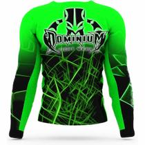 Camisa Rash Guard Compressao Jiu Jitsu ML - Neon Verde - Dominium