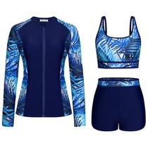 Camisa Rash Guard Kate Kasin Plus Size para mulher UPF 50+ azul XXL