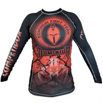 Camisa Rash Guard - Manga Longa - Preto/Vermelho - 2197 - Dominium -