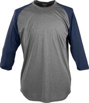 Camisa Rawlings de manga 3/4 para homens, grafite/azul marinho, 3G