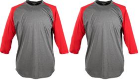Camisa Rawlings de manga 3/4 para homens Graphite/Scarlet XXL