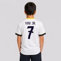 Camisa Real Madrid Coroa Infantil Branca 7 Vini Jr