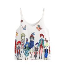 Camisa regata feminina casual estampada sem mangas top colete blusa cami tops