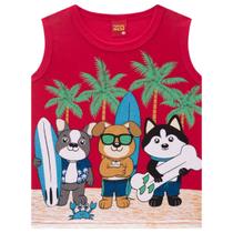 Camisa Regata Infantil KYLY Menino Surfistas Blusa Tam 4 a 8