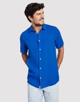 Camisa Reserva Manga Curta Como Linho Misto Azul Royal - Cor Azul - Tamanho L/G