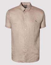 Camisa Reserva Manga Curta Linho Puro Gengibre Bege