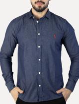 Camisa Reserva Masculina Jeans Easy Oxford Blue Denim Azul Índigo