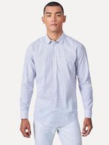 Camisa Reserva Masculina Office Enxuto Grid Duplo Dust Azul Camisa Reserva Masculina Office Enxuto Grid Duplo Dust Azul