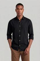 Camisa Reserva ML Masculina Regular Como Linho Mescla Preta - Cor Preto - Tamanho M/M