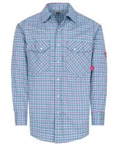 Camisa resistente ao fogo TICOMELA FR para homens xadrez azul/vermelha Camisa resistente ao fogo TICOMELA FR para homens xadrez azul/vermelha