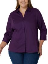 Camisa Riders da Lee Indigo Easy Care, manga ¾, roxa, 4X, feminina