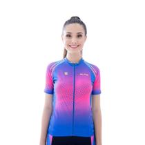 Camisa Roupa Ciclista Bicicleta De Ciclismo Feminina Bike Elite Azul e Rosa