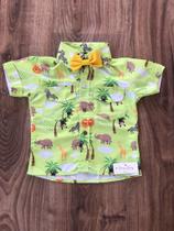 Camisa Safari Animais Arca de Noé Bichinhos Social Gravata