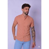Camisa Salmão Gola Padre Masculina Peça Versátil para Qualquer Ocasião