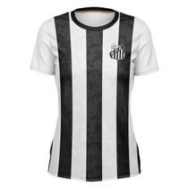 Camisa Santos Feminina Trix Listrada Baby Look Oficial Braziline