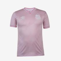 Camisa Santos Outubro Rosa 24/25 s/n Torcedor Umbro Masculina - Rosa+Branco