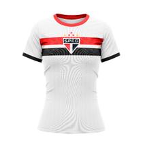 Camisa São Paulo Baby Look Stencil Tricolor - Feminina Camisa São Paulo Baby Look Stencil Tricolor - Feminina