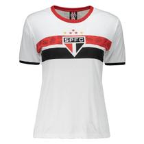 Camisa São Paulo Feminina Baby Look Oficial Stencil Brazilin
