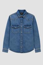 Camisa Sarja Masc BLS Lapela Doct Jeans Indigo Médio Camisa Sarja Masc BLS Lapela Doct Jeans Indigo Médio