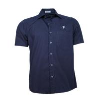 Camisa Sarja Masculina Azul Marinho Manga Curta