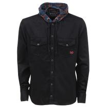 Camisa Sarja Masculina Preta Com Capuz Os Vaqueiros 36927