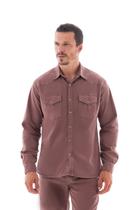 Camisa Sarja Masculina Slim Collor com Bolso