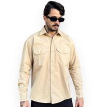 Camisa Sarja Workshirt Manga Longa Jeans Militar