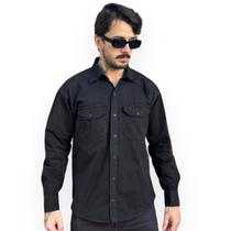 Camisa Sarja Workshirt Manga Longa Jeans Militar