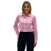 Camisa Sécia Cropped Manga Longa Feminina