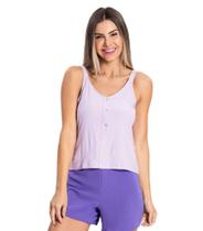 Camisa Sem Manga Decote V Feminina Rovitex Roxo