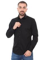 Camisa Sergio K Masculina Slim Fit Elastano Preta