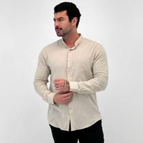 Camisa Sibra Manga Longa Slim Gola Mandarim Masculina Camisa Sibra Manga Longa Slim Gola Mandarim Masculina