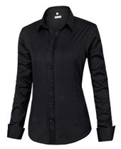 Camisa siliteelon Classic-Fit Preta Manga Longa Média