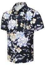 Camisa Simmashah Hawaiian Floral Roxa de Manga Curta L