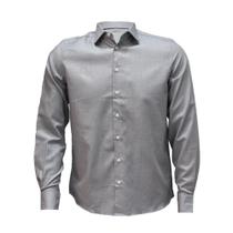 Camisa slim cinza médio - dudalina