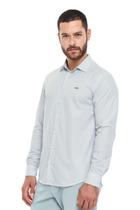 Camisa Slim Fit Hangar 33 Em Fio Egípcio Branco E Azul
