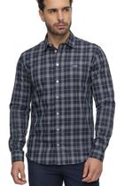 Camisa Slim Hangar 33 Xadrez Azul Marinho