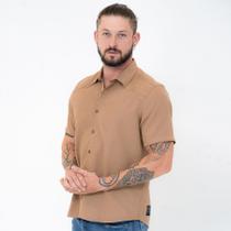 Camisa Slim Manga Curta Mostarda Basic