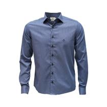 Camisa slim maquinetada azul marinho - dudalina