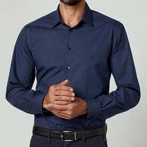 Camisa slim melange dudalina masculina marinho 53 01 1029