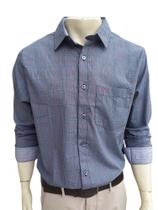 Camisa Socia, tamanho normal e Plus Size, 3084, com bolso, 100% algodão, Modelagem regularar
