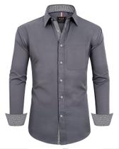 Camisa social Alimens & Gentle de manga comprida cinza sem rugas Camisa social Alimens & Gentle de manga comprida cinza sem rugas