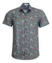 Camisa Social Amil Estampada Manga Curta 100% Algodão 1898 Camisa Social Amil Estampada Manga Curta 100% Algodão 1898