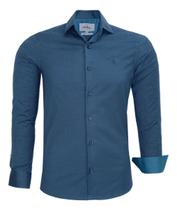 Camisa Social Amil Manga Longa Tecido Misto Elastano Passa Fácil 1872